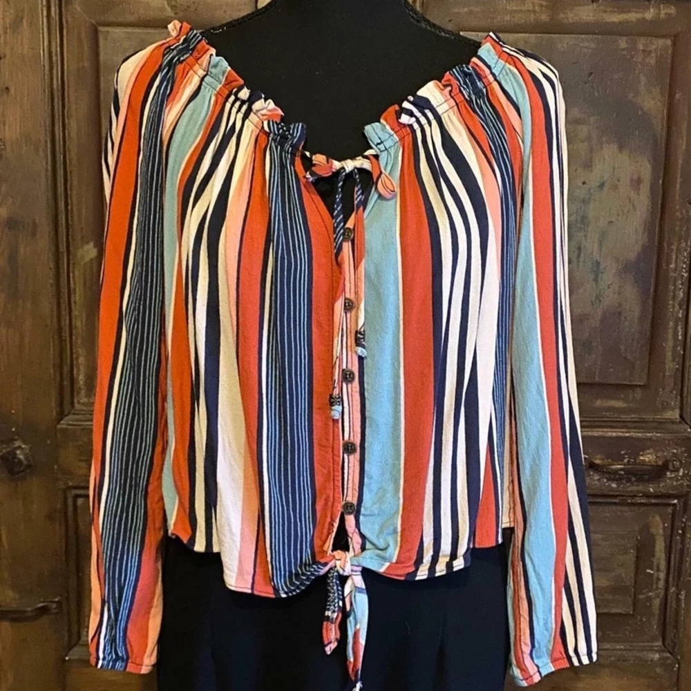 Jolt Multicolor Striped Off-Shoulder Blouse